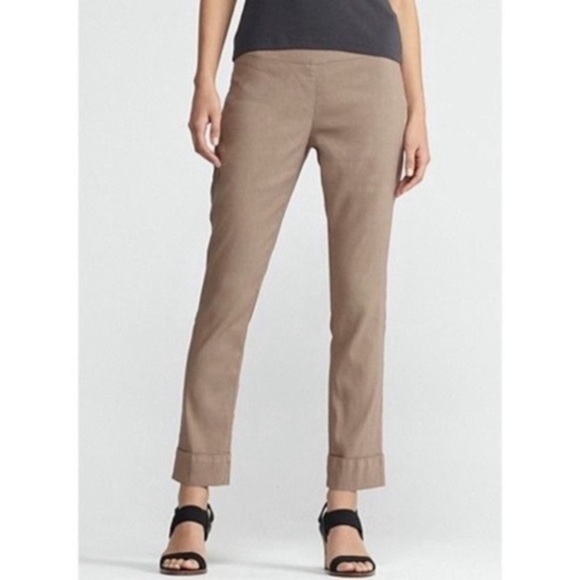 Eileen Fisher Small Linen Blend Cuffed Slim Ankle stretch Lightweight Pants - Picture 1 of 12